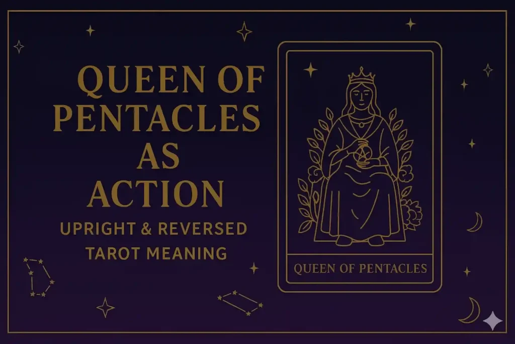 Queen of Pentacles as Action — Upright & Reversed Tarot Meaning Queen of Pentacles as Action — Upright & Reversed Tarot Meaning