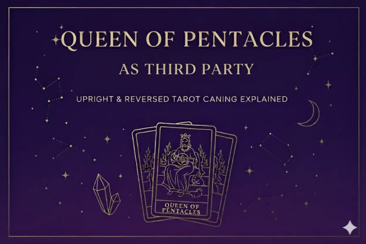 Queen of Pentacles as Third Party — Upright & Reversed Tarot Card Meaning