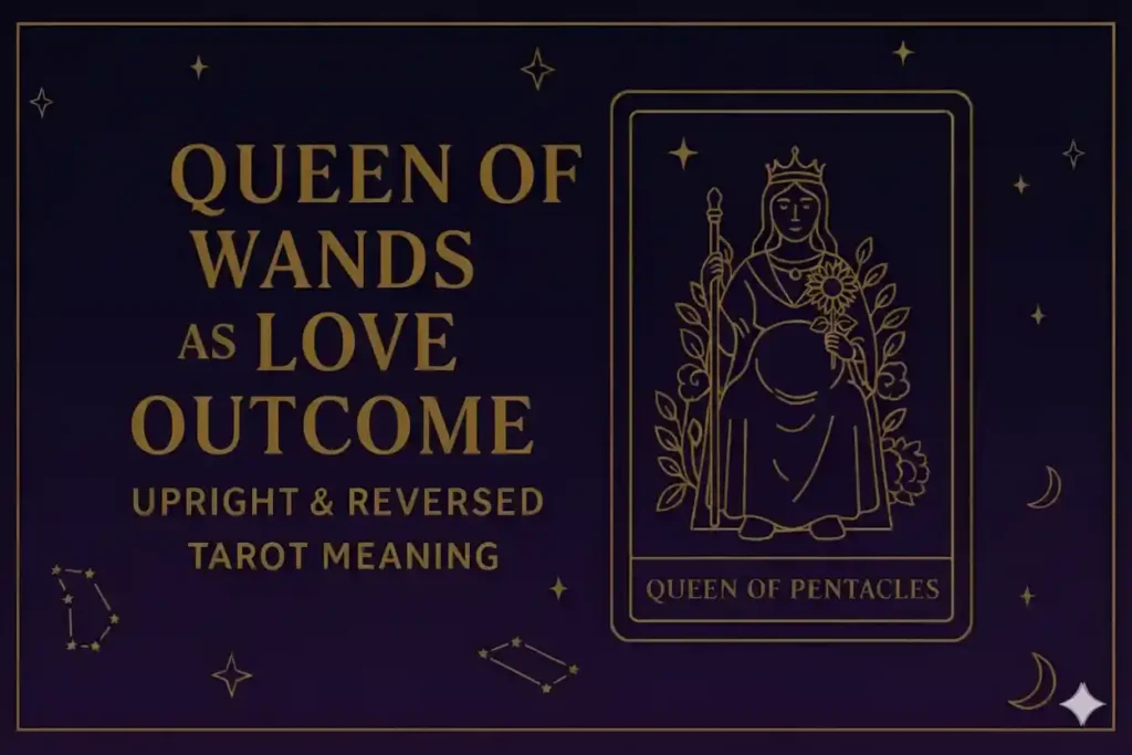 Queen of Wands as Love Outcome (Upright & Reversed) Tarot Card Meaning