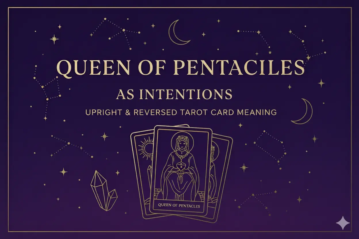 🌿 Queen of Pentacles as Intentions — Upright & Reversed Tarot Card Meaning