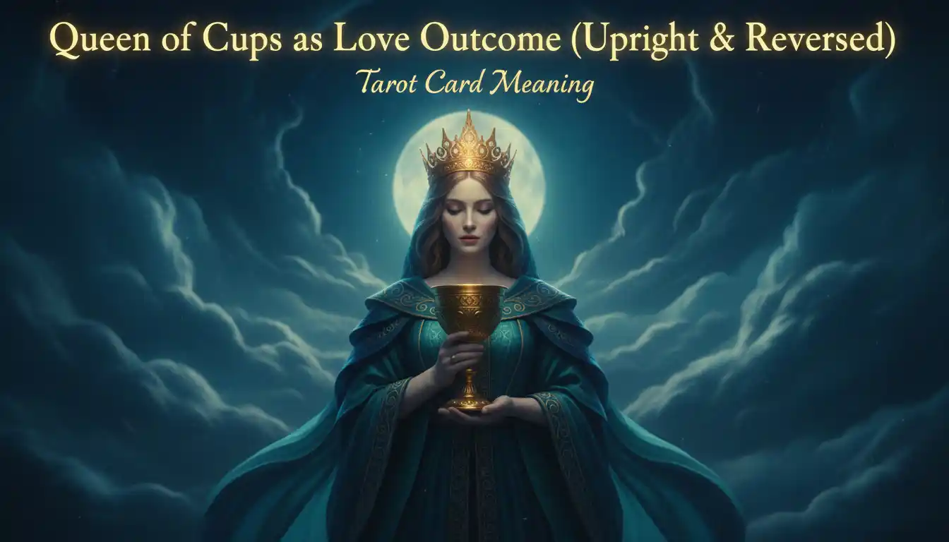 Queen of Cups as Love Outcome (Upright & Reversed) Tarot Card Meaning Queen of Cups as Love Outcome (Upright & Reversed) Tarot Card Meaning