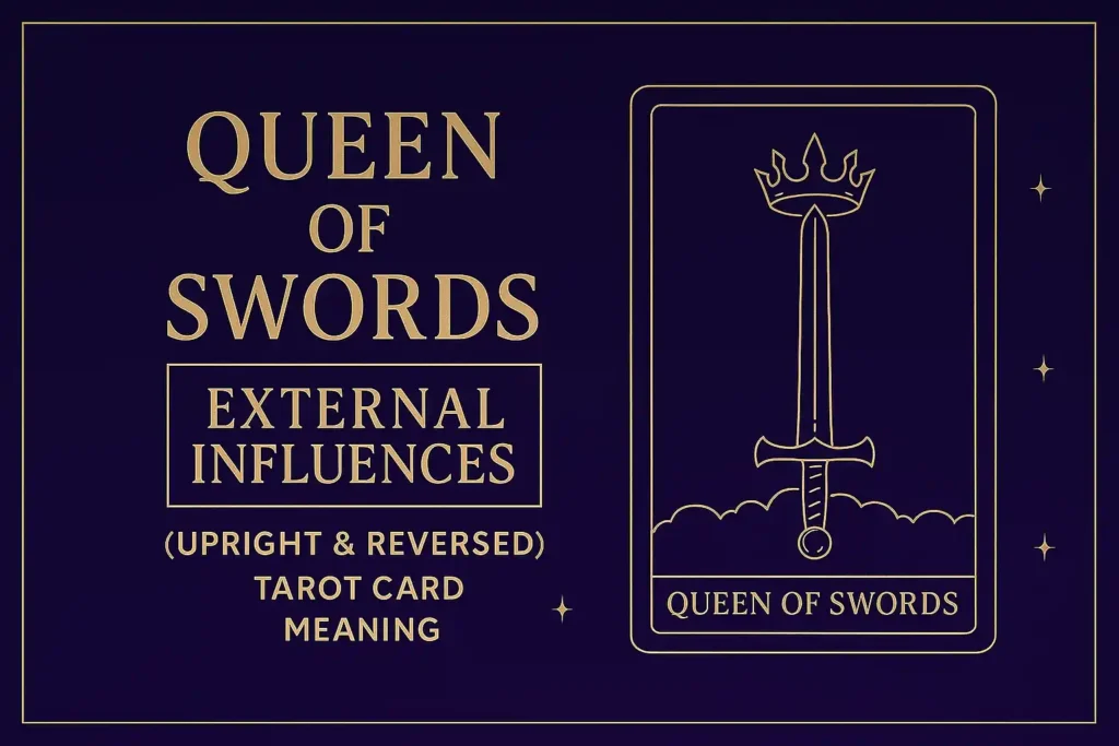 Queen of Swords as External Influences (Upright & Reversed) — Tarot Card Meaning
