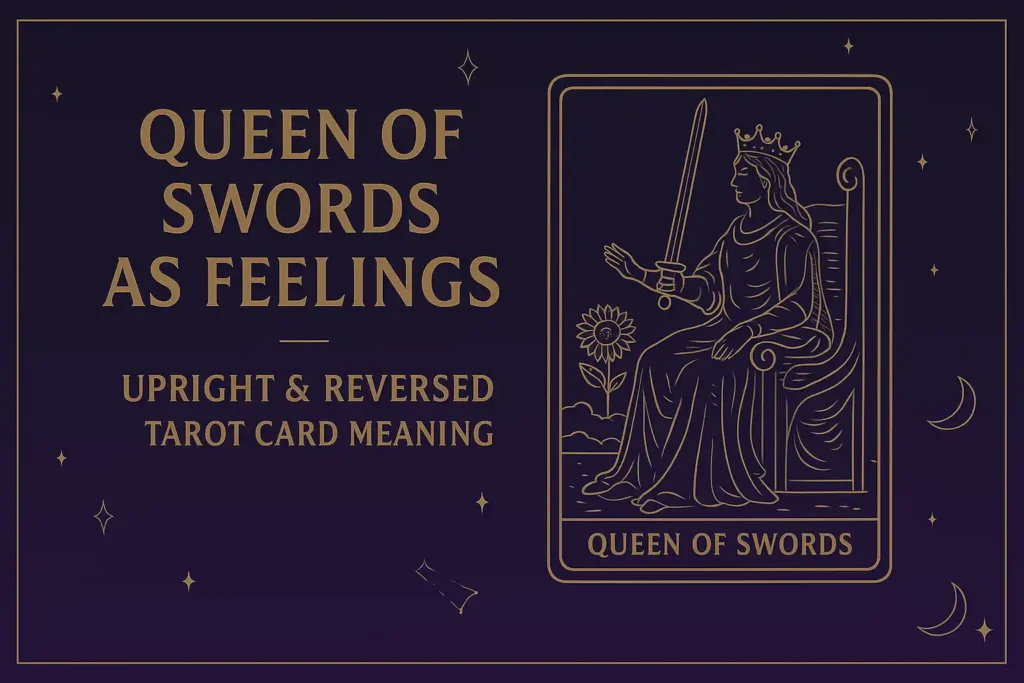 Queen of Swords as Feelings (Upright & Reversed) Tarot Card Meaning Queen of Swords as Feelings (Upright & Reversed) Tarot Card Meaning