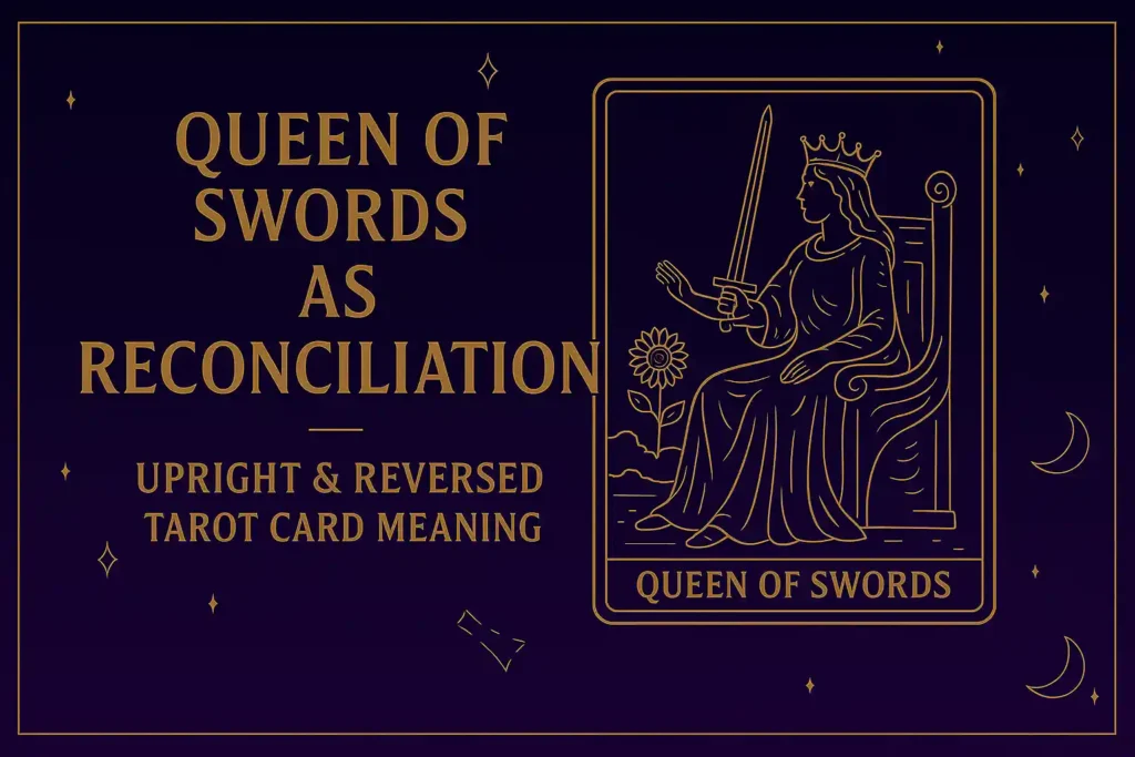 Queen of Swords as Reconciliation (Upright & Reversed) Tarot Card Meaning