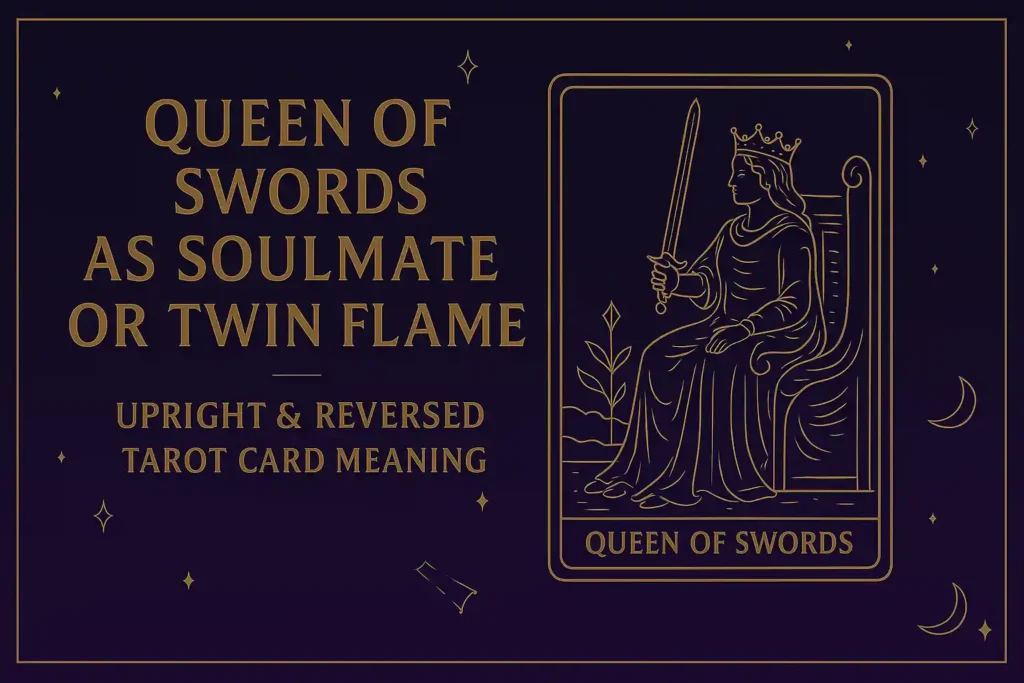 Queen of Swords as Soulmate or Twin Flame (Upright & Reversed) Tarot Card Meaning: