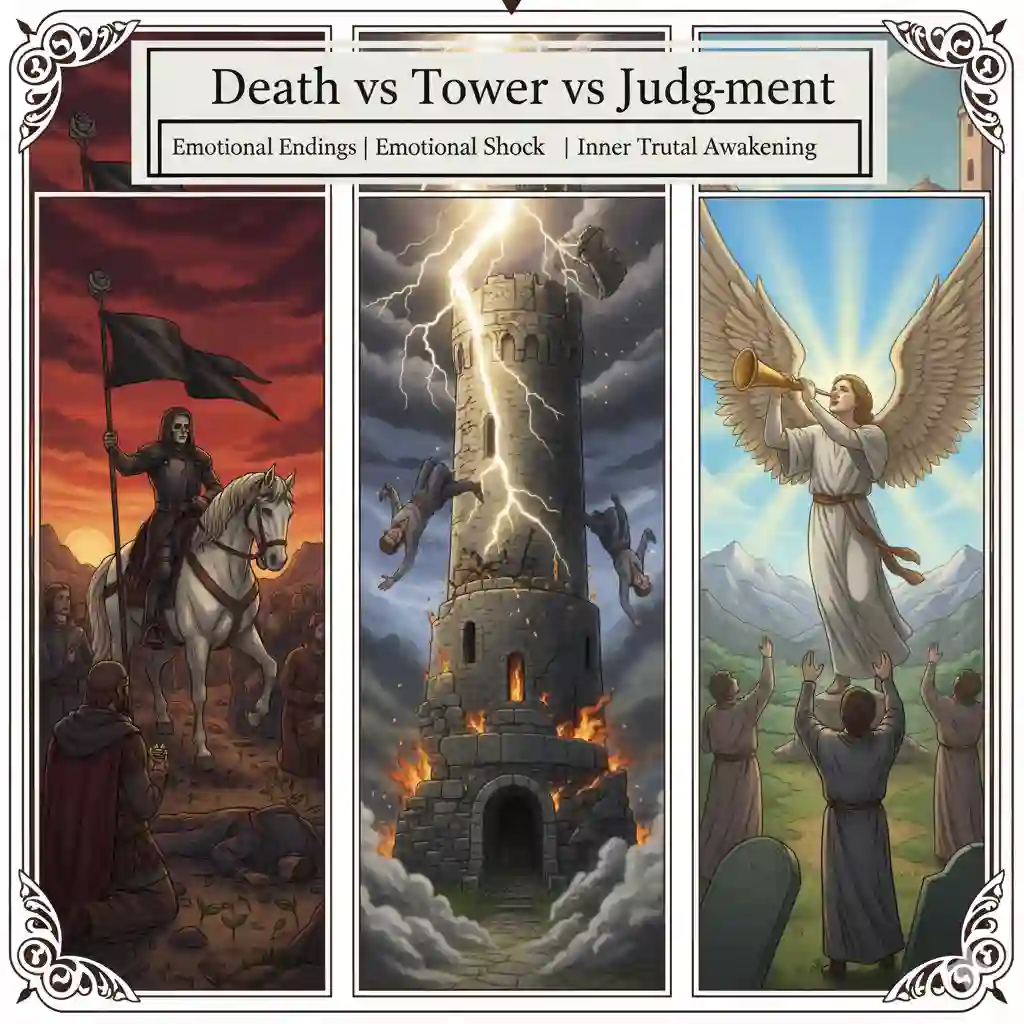 Death vs Tower vs Judgement – Emotional Endings | Emotional Shock | Emotional Awakening Death vs Tower vs Judgement – Emotional Endings | Emotional Shock | Emotional Awakening