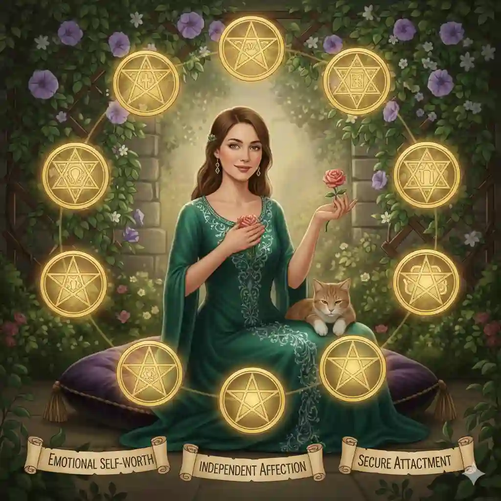Nine of Pentacles as Feelings – Emotional Self-Worth | Independent Affection | Secure Attachment Nine of Pentacles as Feelings – Emotional Self-Worth | Independent Affection | Secure Attachment