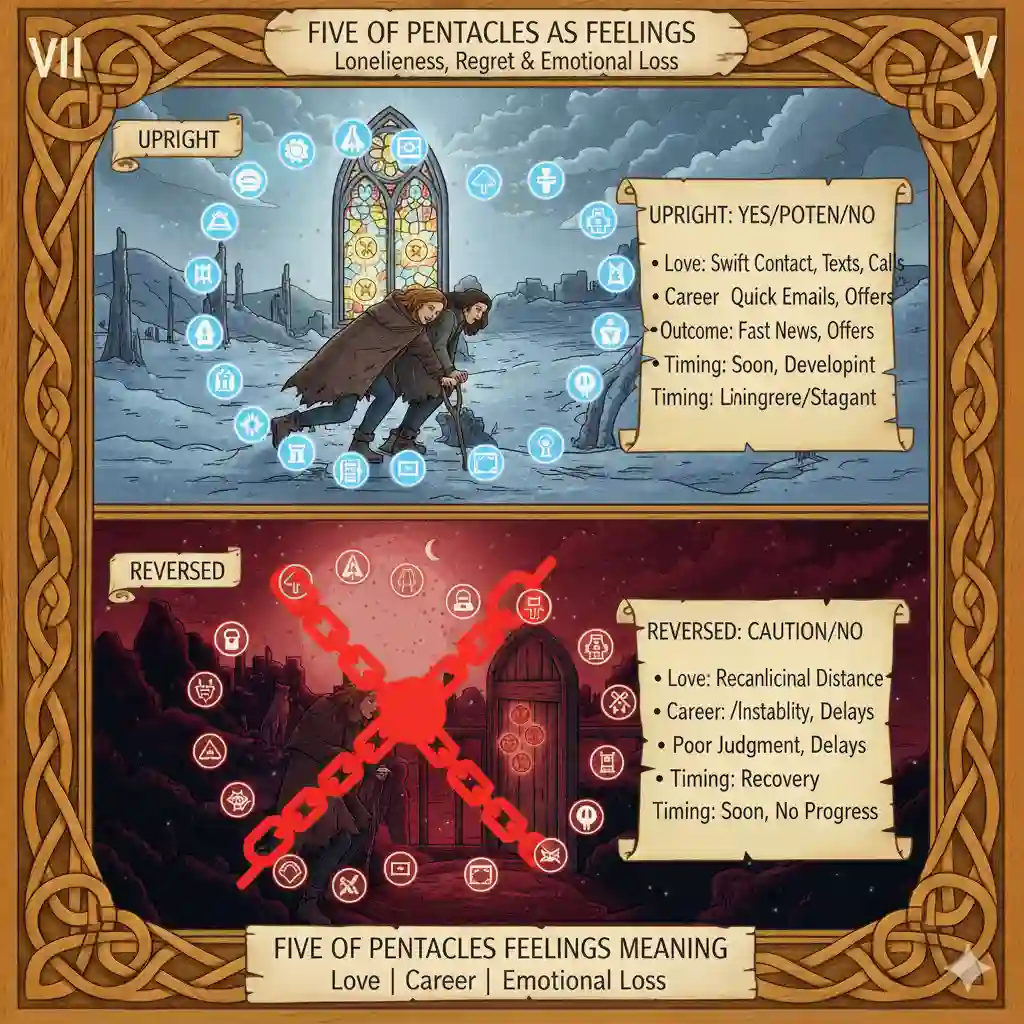 Five of Pentacles as Feelings — Loneliness, Regret & Emotional Loss (Upright & Reversed)
