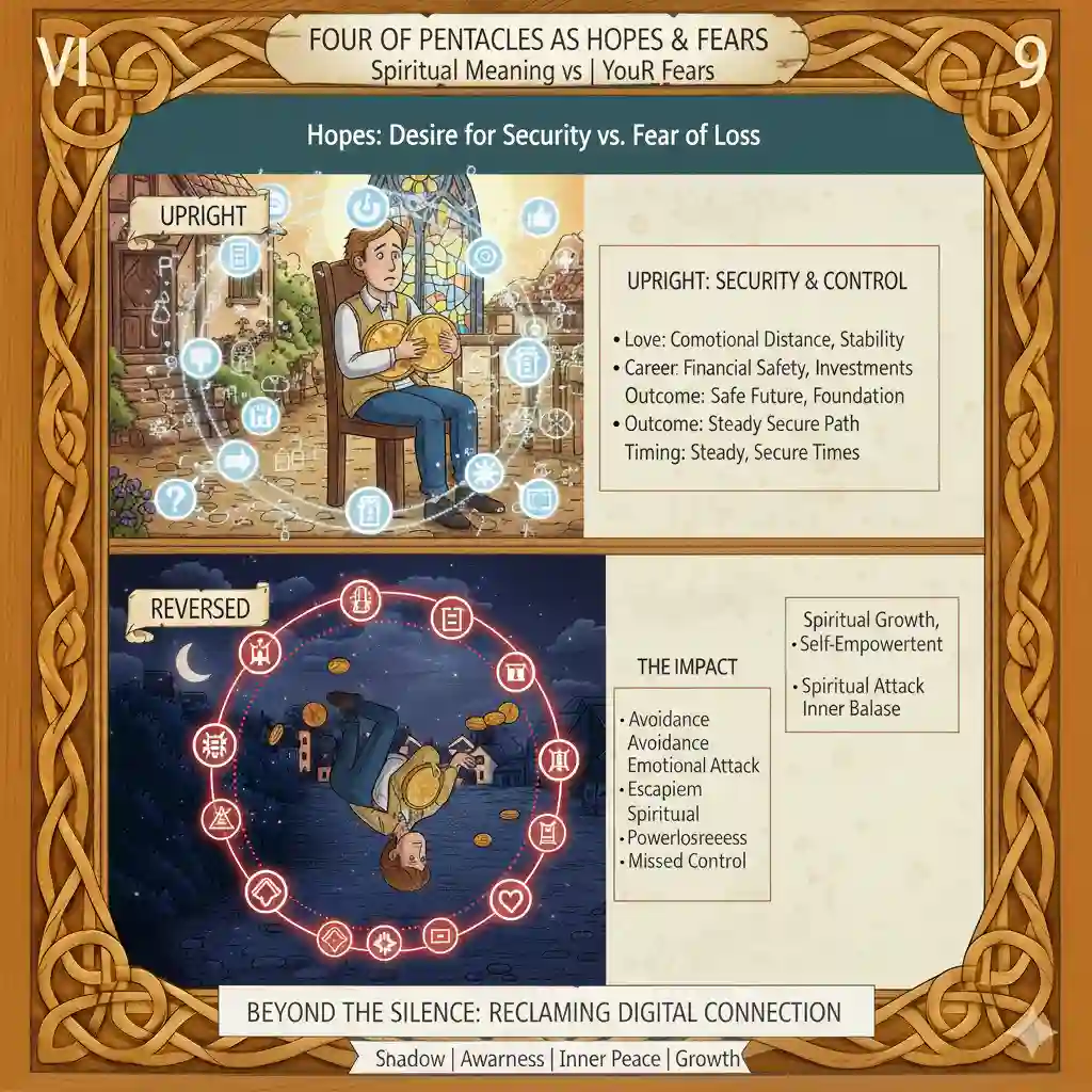 Four of Pentacles as Hopes and Fears – Desire for Security vs Fear of Loss Four of Pentacles as Hopes and Fears – Desire for Security vs Fear of Loss