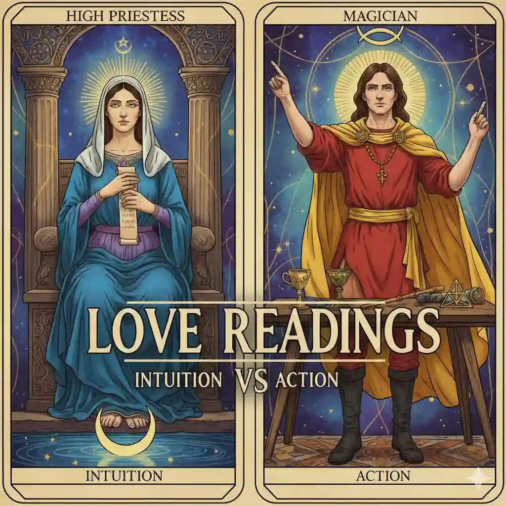 # High Priestess vs Magician — Intuition vs Action in Love Readings