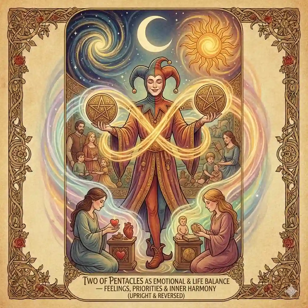 Two of Pentacles as Emotional & Life Balance — Feelings, Priorities & Inner Harmony (Upright & Reversed)